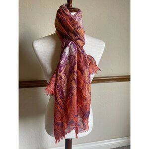 Tommy Bahama Gold Sparkle Mettallic Fiber Orange Purple Artsy Fringe Rectangle S